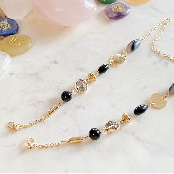 3/$15 Black + Gold Bohemian Beaded Face Mask Chain - Picture 3 of 6